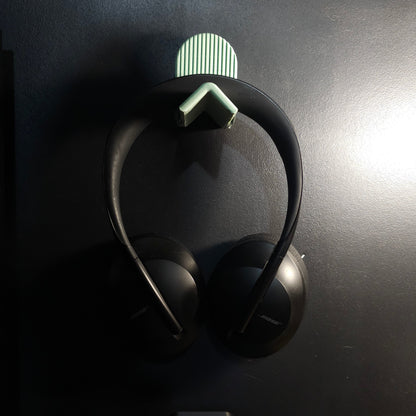 Vertical Slat Headphone Wall Mount & Holder — Modular Slide-On Gaming Headset Hanger with 3M VHB Tape & Screws Included