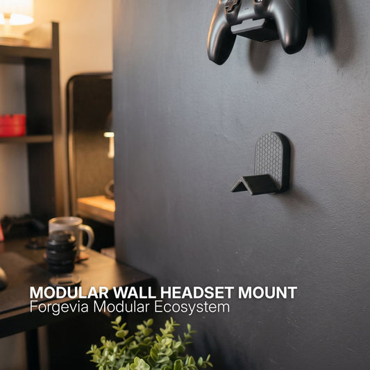 Minimalist Gaming Headset Wall Mount & Headphone Hanger - Clean Desk Setup Accessory
