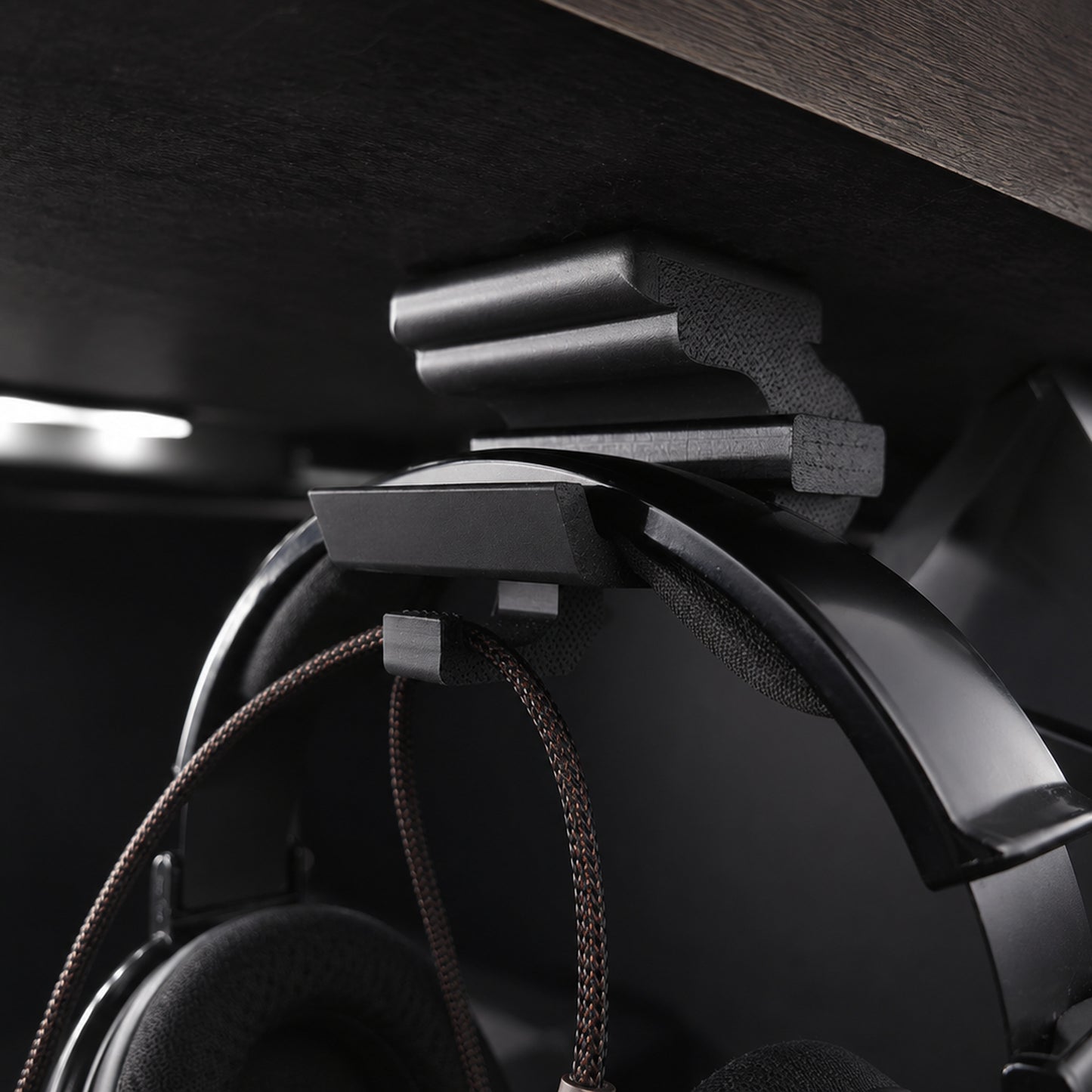 Under Desk Headphone Hanger with Cable Management