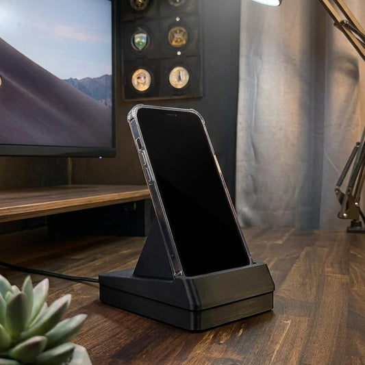 Angled Minimalist Phone Stand - Clean Desk Setup