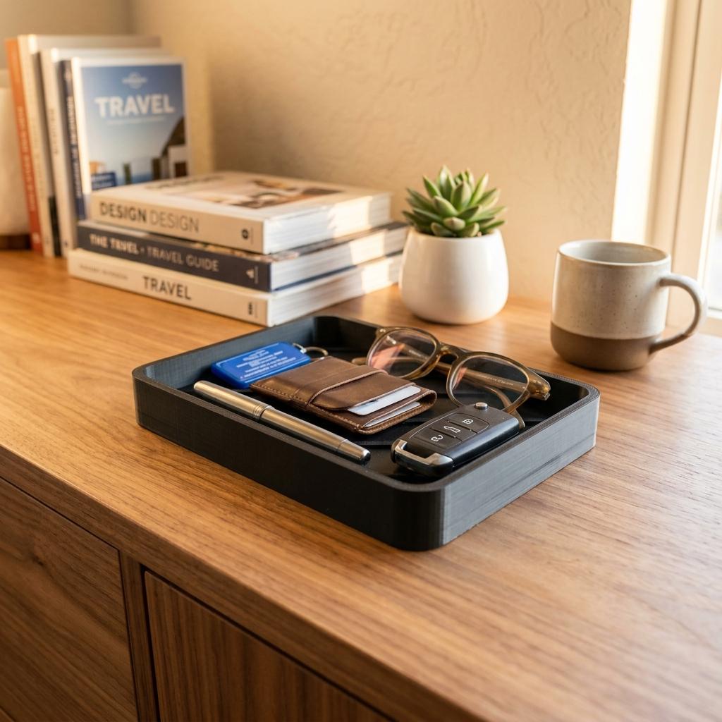 Minimalist Desk Catch-All Tray - Clean Workspace Setup