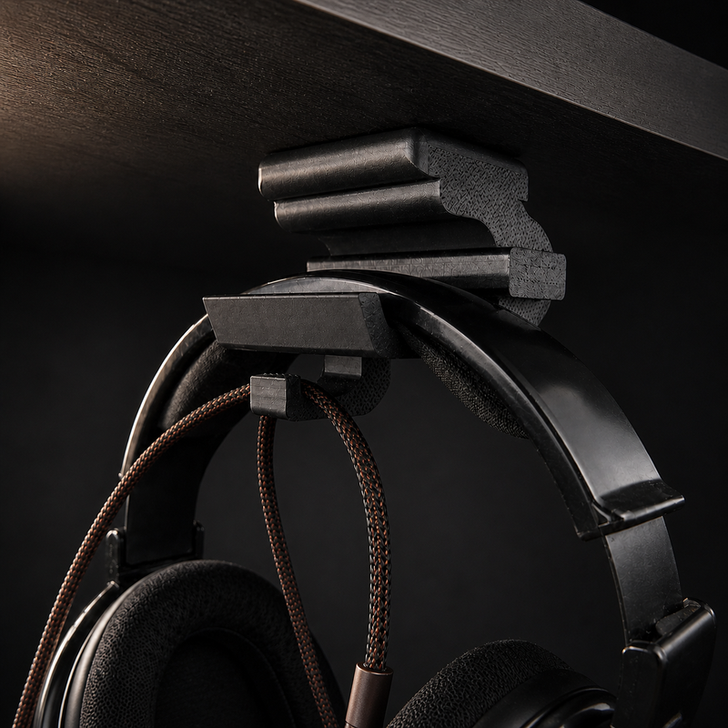 Under Desk Headphone Hanger with Cable Management