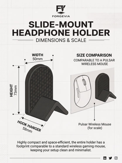 Minimalist Gaming Headset Wall Mount & Headphone Hanger - Clean Desk Setup Accessory